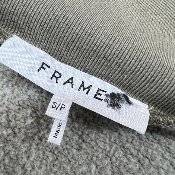 Frame Sporty Half-Zip Sweatshirt Shoulder Detail Military Green Size Small - Picture 8 of 11